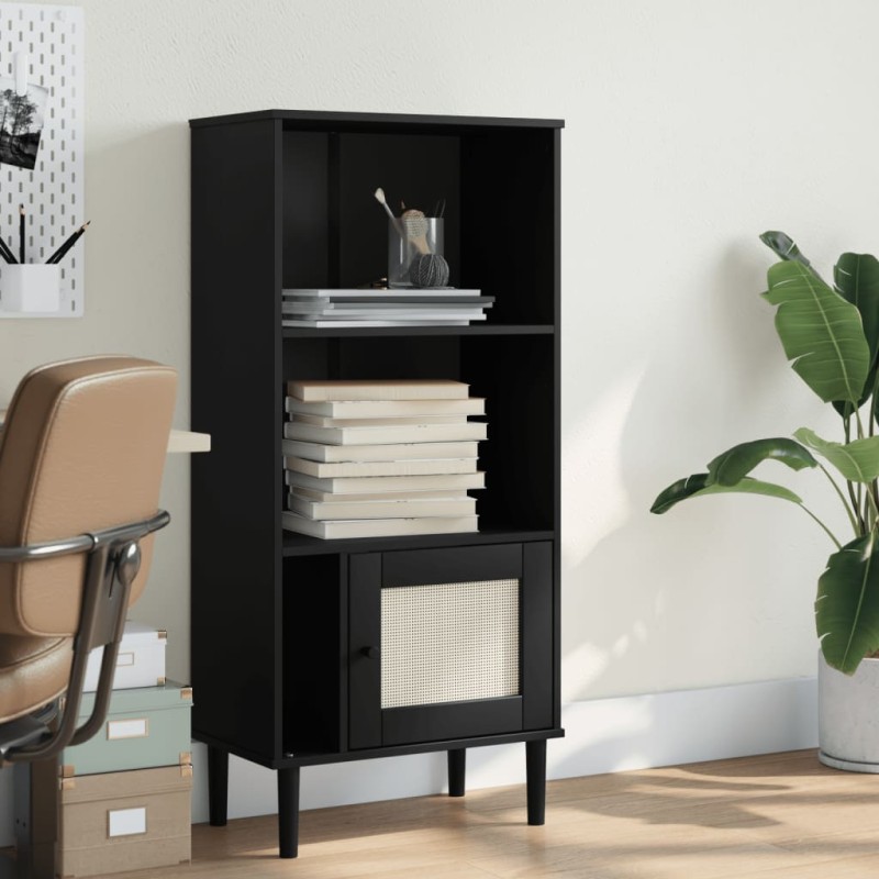 vidaXL Estantería SENJA aspecto ratán madera pino negro 60x35x130 cm vidaXL Estantería SENJA aspecto ratán madera pino negro 60x35x130 cm