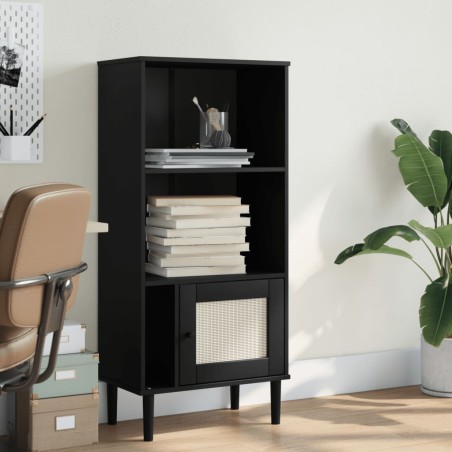 vidaXL Estantería SENJA aspecto ratán madera pino negro 60x35x130 cm