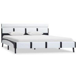 vidaXL Estructura de cama con LED cuero sintético blanco 120x200 cm