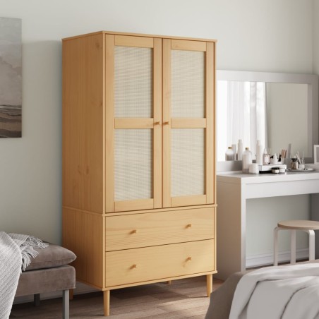vidaXL Armario SENJA aspecto de ratán madera pino marrón 90x55x175 cm