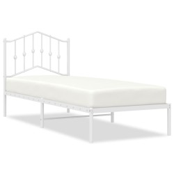 vidaXL Estructura de cama de metal con cabecero blanco 90x190 cm