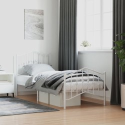 vidaXL Estructura cama metal con cabecero y pie cama blanca 80x200 cm