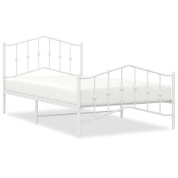 vidaXL Estructura cama metal con cabecero y pie cama blanca 100x200 cm