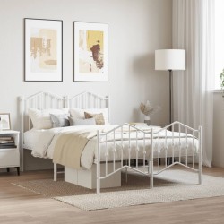 vidaXL Estructura cama metal con cabecero y estribo blanco 120x190 cm