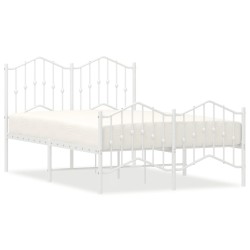 vidaXL Estructura cama metal con cabecero y estribo blanco 120x190 cm
