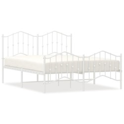 vidaXL Estructura cama metal con cabecero y estribo blanco 150x200 cm