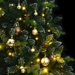 vidaXL Árbol de Navidad artificial con bisagras 300 LED y bolas 210 cm