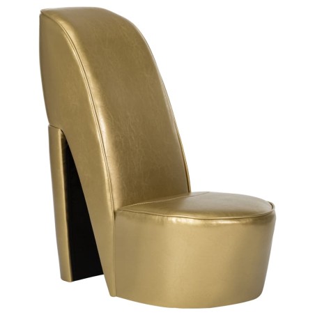 vidaXL Sillón con forma de zapato de tacón cuero sintético dorado