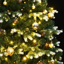 vidaXL Árbol de Navidad artificial con bisagras 300 LED y bolas 210 cm