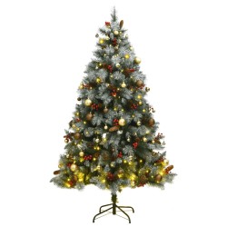 vidaXL Árbol de Navidad artificial con bisagras 300 LED y bolas 240 cm