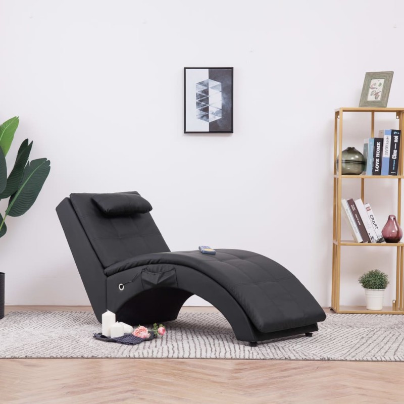 vidaXL Diván de masaje con almohada de cuero sintético marrón vidaXL Diván de masaje con almohada de cuero sintético marrón