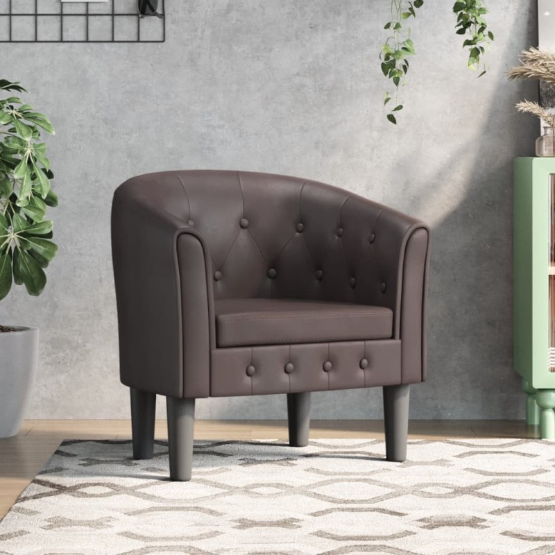 vidaXL Sillón cuero sintético marrón vidaXL Sillón cuero sintético marrón