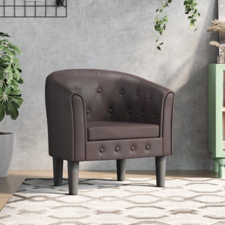 vidaXL Sillón cuero sintético marrón