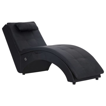 vidaXL Diván de masaje con almohada de cuero sintético marrón
