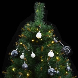 vidaXL Árbol de Navidad artificial con bisagras 150 LED y bolas 150 cm