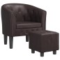 vidaXL Sillón con taburete cuero sintético marrón vidaXL Sillón con taburete cuero sintético marrón