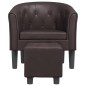 vidaXL Sillón con taburete cuero sintético marrón vidaXL Sillón con taburete cuero sintético marrón