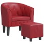 vidaXL Sillón diseño de cubo con reposapiés cuero sintético rojo tinto vidaXL Sillón diseño de cubo con reposapiés cuero sintético rojo tinto