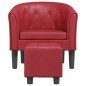 vidaXL Sillón diseño de cubo con reposapiés cuero sintético rojo tinto vidaXL Sillón diseño de cubo con reposapiés cuero sintético rojo tinto