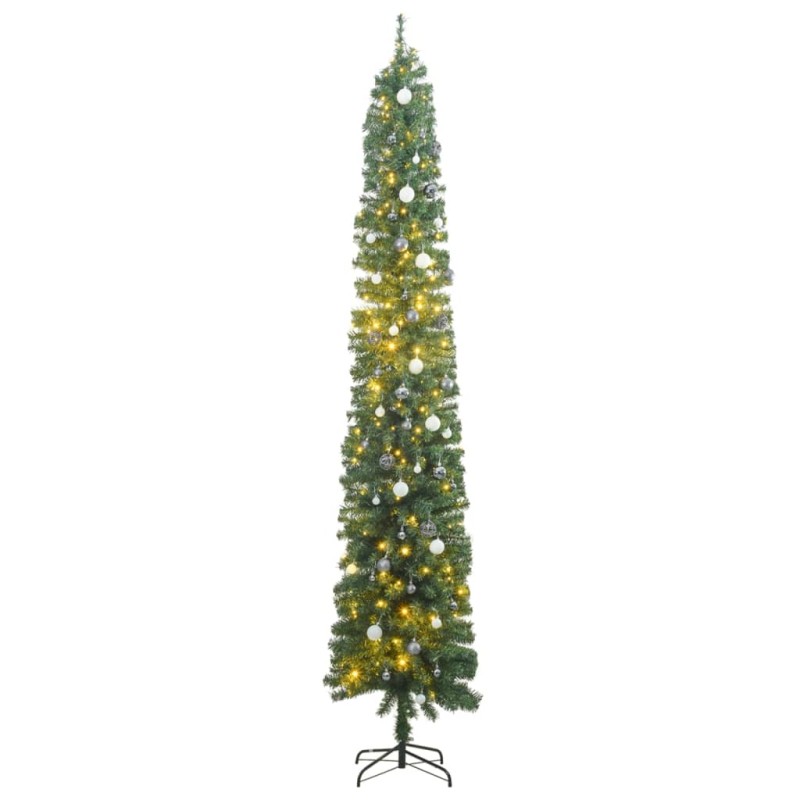 vidaXL Árbol de Navidad estrecho con 300 LED y bolas 270 cm vidaXL Árbol de Navidad estrecho con 300 LED y bolas 270 cm