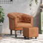 vidaXL Sillón con taburete cuero sintético marrón vidaXL Sillón con taburete cuero sintético marrón