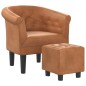 vidaXL Sillón con taburete cuero sintético marrón vidaXL Sillón con taburete cuero sintético marrón