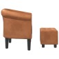 vidaXL Sillón con taburete cuero sintético marrón vidaXL Sillón con taburete cuero sintético marrón