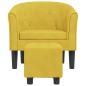 vidaXL Sillón con taburete terciopelo amarillo vidaXL Sillón con taburete terciopelo amarillo
