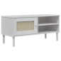 vidaXL Mueble de TV SENJA aspecto ratán madera pino blanco 106x40x49cm vidaXL Mueble de TV SENJA aspecto ratán madera pino blanco 106x40x49cm