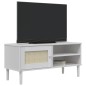 vidaXL Mueble de TV SENJA aspecto ratán madera pino blanco 106x40x49cm vidaXL Mueble de TV SENJA aspecto ratán madera pino blanco 106x40x49cm