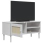 vidaXL Mueble de TV SENJA aspecto ratán madera pino blanco 106x40x49cm vidaXL Mueble de TV SENJA aspecto ratán madera pino blanco 106x40x49cm