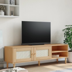 vidaXL Mueble de TV SENJA aspecto ratán madera pino marrón 158x40x49cm