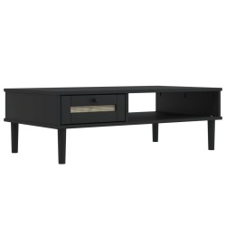 vidaXL Mesa de centro SENJA aspecto ratán madera negro 100x55x33 cm