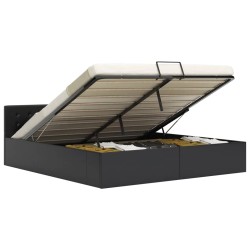 vidaXL Cama canapé hidráulica de cuero sintético negro 160x200 cm