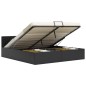 vidaXL Cama canapé hidráulica de cuero sintético negro 160x200 cm