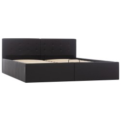 vidaXL Cama canapé hidráulica de cuero sintético negro 160x200 cm