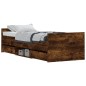 vidaXL Estructura de cama con cabecero piecero roble ahumado 75x190 cm vidaXL Estructura de cama con cabecero piecero roble ahumado 75x190 cm