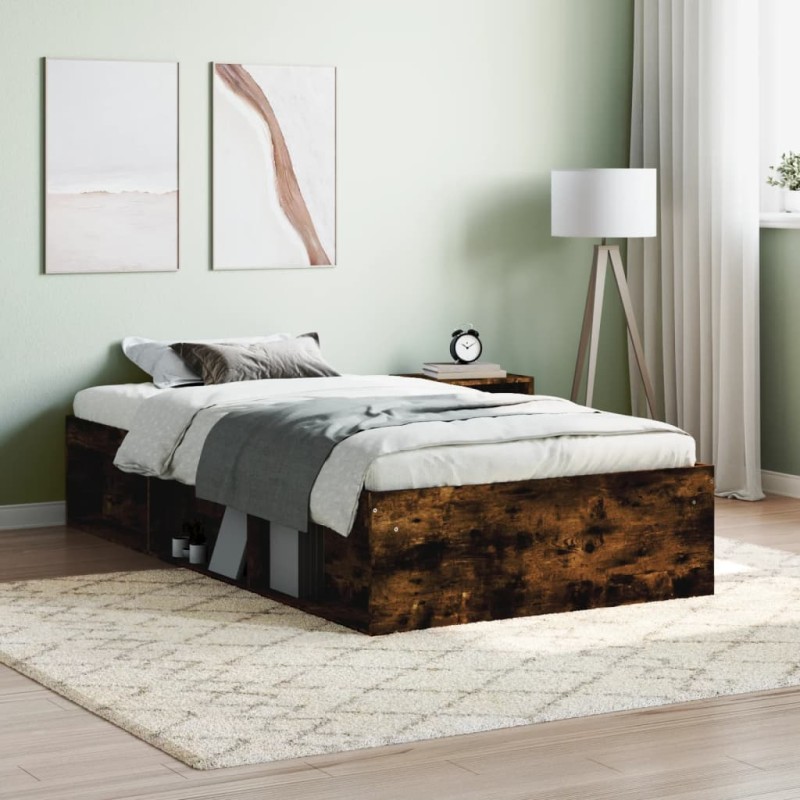 vidaXL Estructura de cama roble ahumado 90x200 cm vidaXL Estructura de cama roble ahumado 90x200 cm