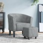 vidaXL Sillón con taburete terciopelo gris oscuro vidaXL Sillón con taburete terciopelo gris oscuro