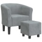vidaXL Sillón con taburete terciopelo gris oscuro vidaXL Sillón con taburete terciopelo gris oscuro