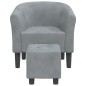 vidaXL Sillón con taburete terciopelo gris oscuro vidaXL Sillón con taburete terciopelo gris oscuro
