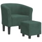 vidaXL Sillón con taburete terciopelo verde oscuro vidaXL Sillón con taburete terciopelo verde oscuro