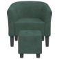 vidaXL Sillón con taburete terciopelo verde oscuro vidaXL Sillón con taburete terciopelo verde oscuro