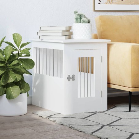 vidaXL Jaula para perros madera de ingeniería blanco 45x62x59 cm