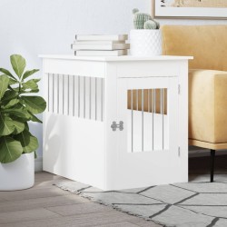vidaXL Jaula para perros madera de ingeniería blanco 55x80x68 cm