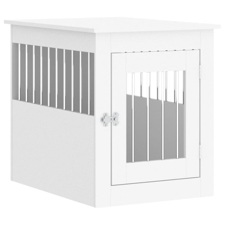 vidaXL Jaula para perros madera de ingeniería blanco 55x75x65 cm