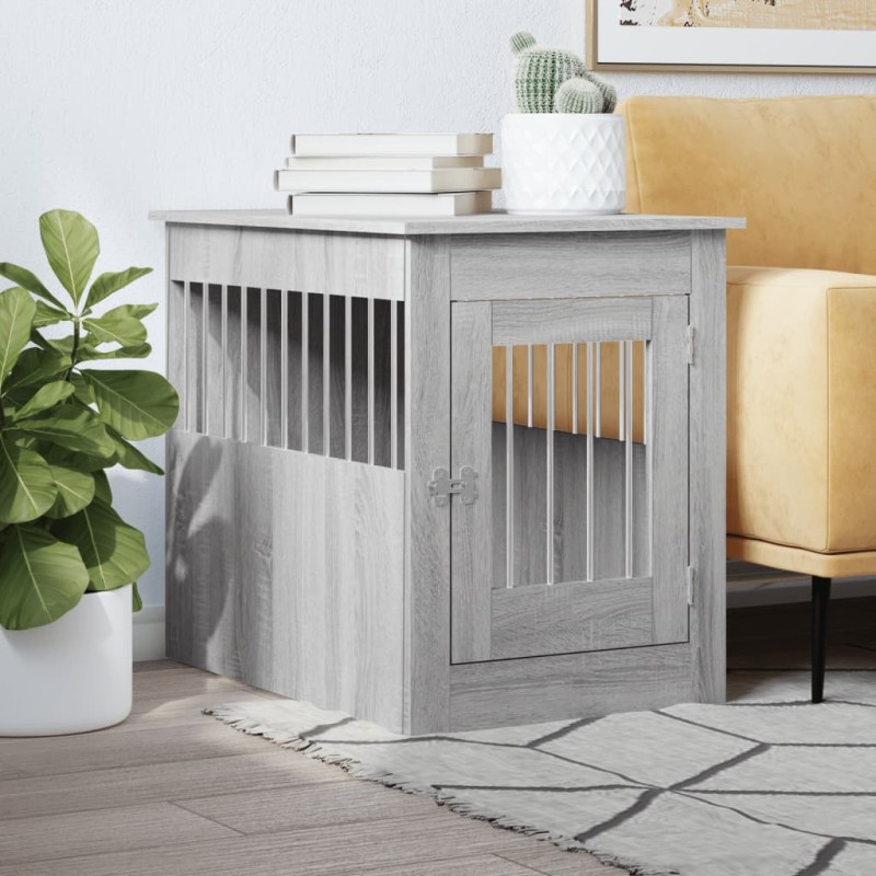 vidaXL Jaula para perros madera de ingeniería gris Sonoma 55x80x68 cm vidaXL Jaula para perros madera de ingeniería gris Sonoma 55x80x68 cm