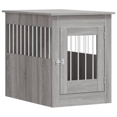 vidaXL Jaula para perros madera de ingeniería gris Sonoma 55x80x68 cm