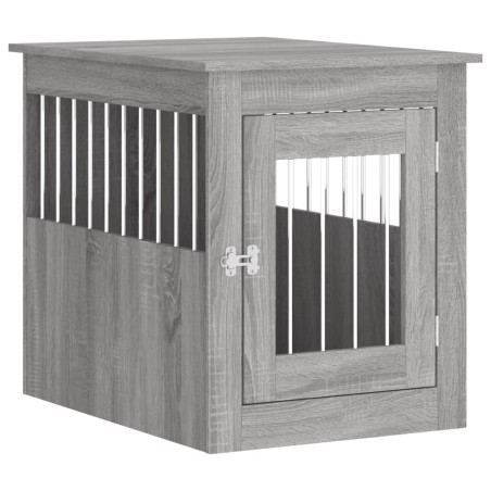 vidaXL Jaula para perros madera de ingeniería gris Sonoma 55x75x65 cm
