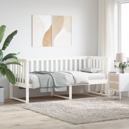 vidaXL Sofá cama madera maciza de pino blanco 80x200 cm